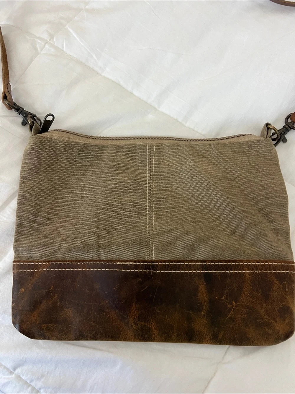 Sugarboo&Co. Disney Canvas and Leather Crossbody Bag in Tan and Brown